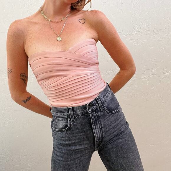 Herve Leger Pink Bandage Strapless Top - Picture 3 of 10